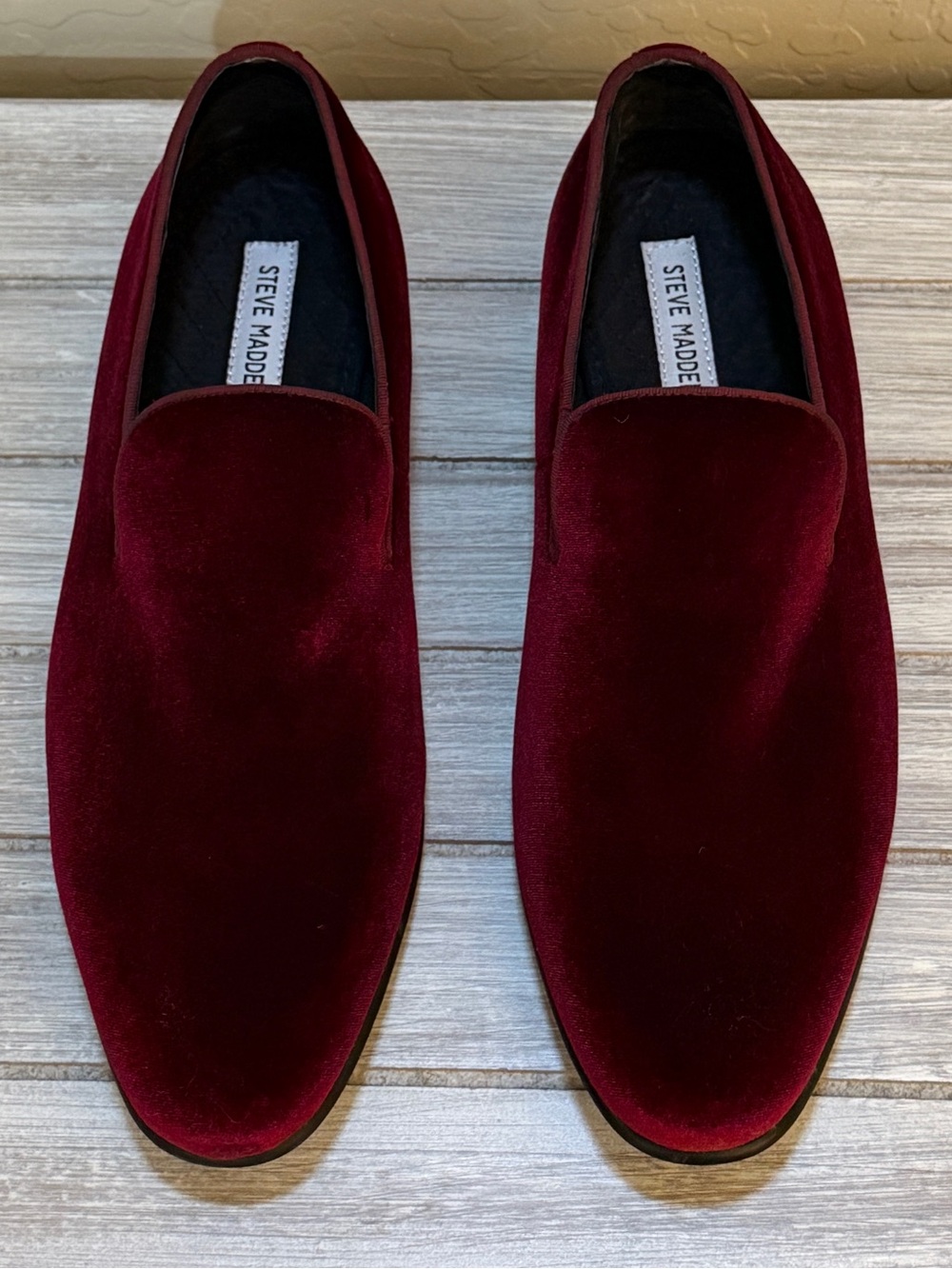 Steve Madden Laight Mens 11 Burgundy Velvet Loafers Smoking Slippers Formal Shoe